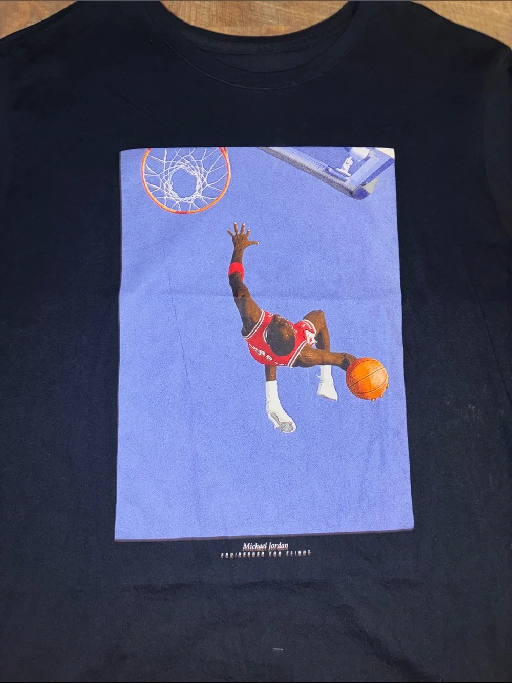 Jordan Black T-Shirt with Blue Basketball Graphic